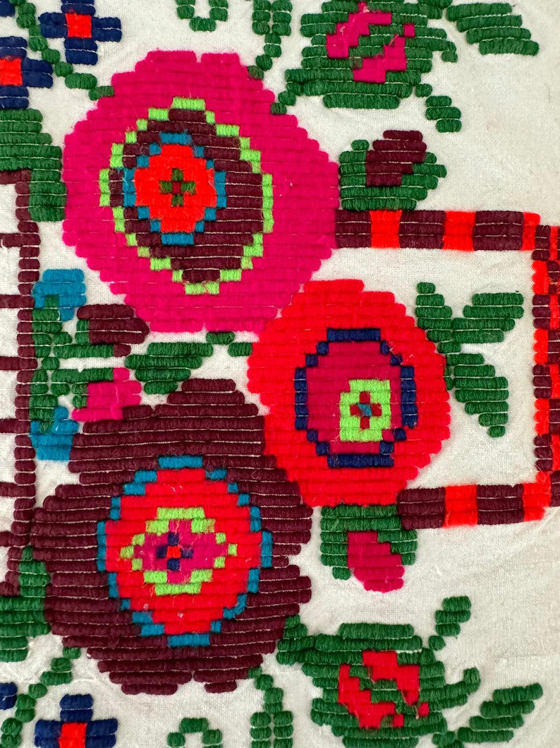 Vintage Cross-Stitch Folk Towel, Flower Baskets, 93x32 cm, view 3
