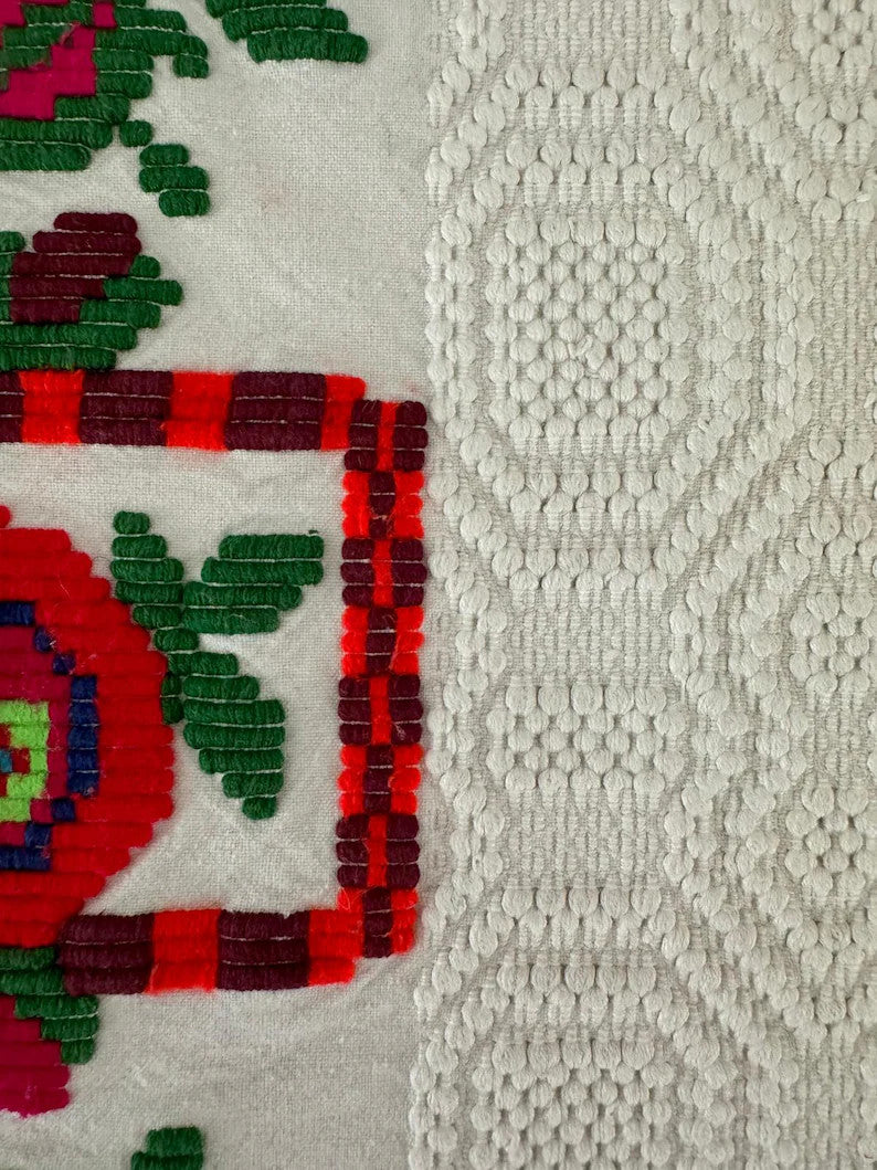 Vintage Cross-Stitch Folk Towel, Flower Baskets, 93x32 cm, view 4