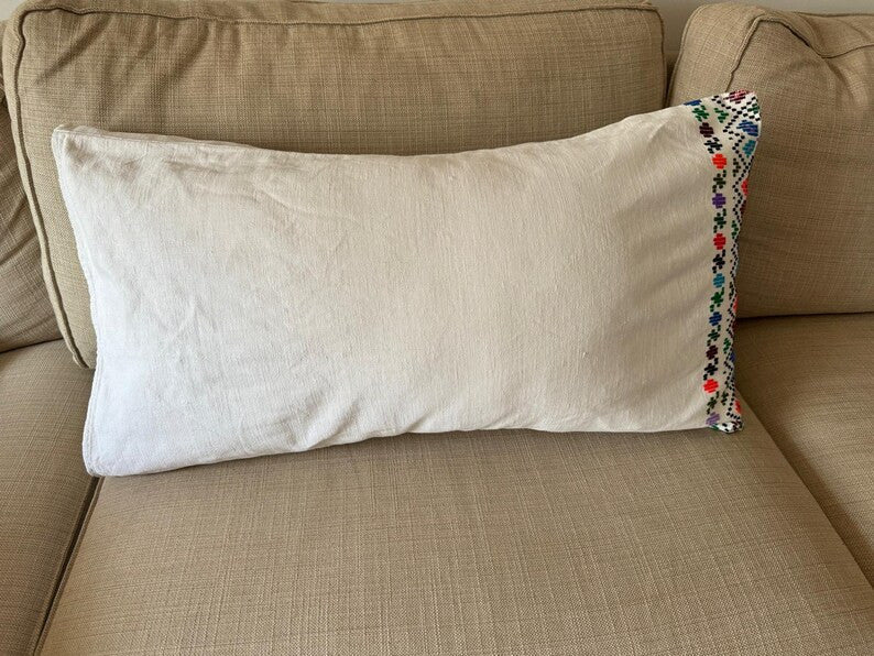 Vintage Handloom Pillow Case, Rustic Pattern, 83x39 cm, view 3