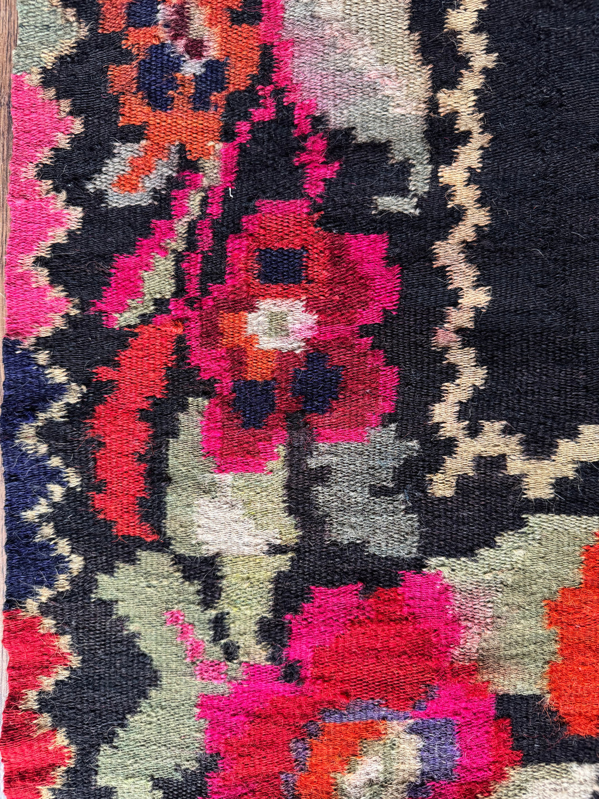Vintage Black Floral Maramureș Wool Rug, 188x124 cm, view 5
