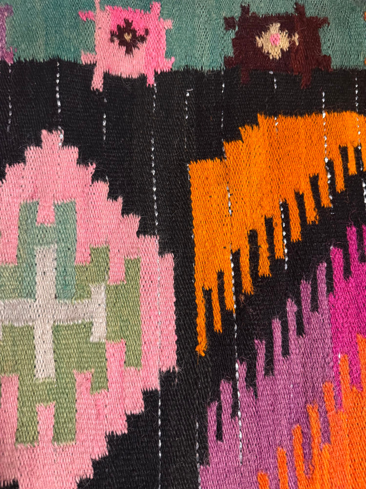 Vintage Geometric Maramureș Wool Rug, 175x140 cm, view 2