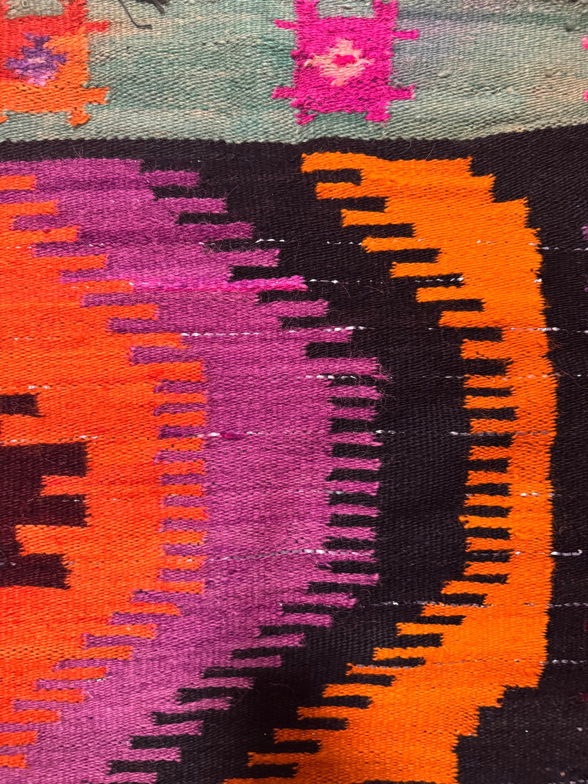Vintage Geometric Maramureș Wool Rug, 175x140 cm, view 4