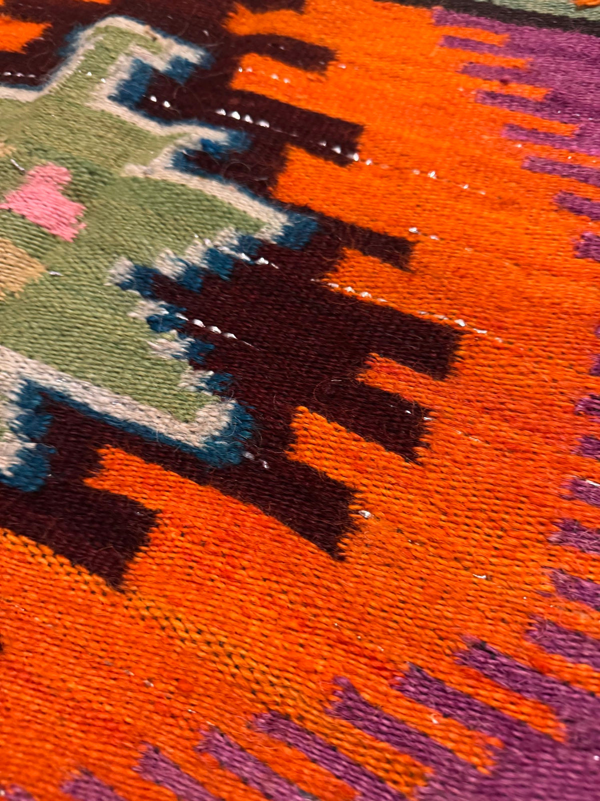 Vintage Geometric Maramureș Wool Rug, 175x140 cm, view 6