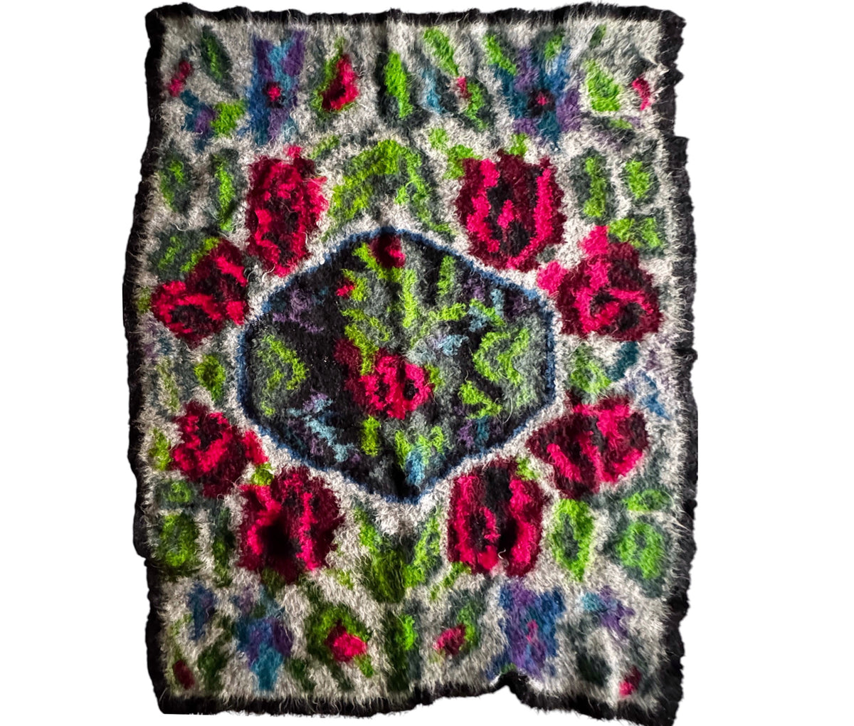 Vintage Floral Maramureș Wool Cerga Bedspread, 230x170 cm