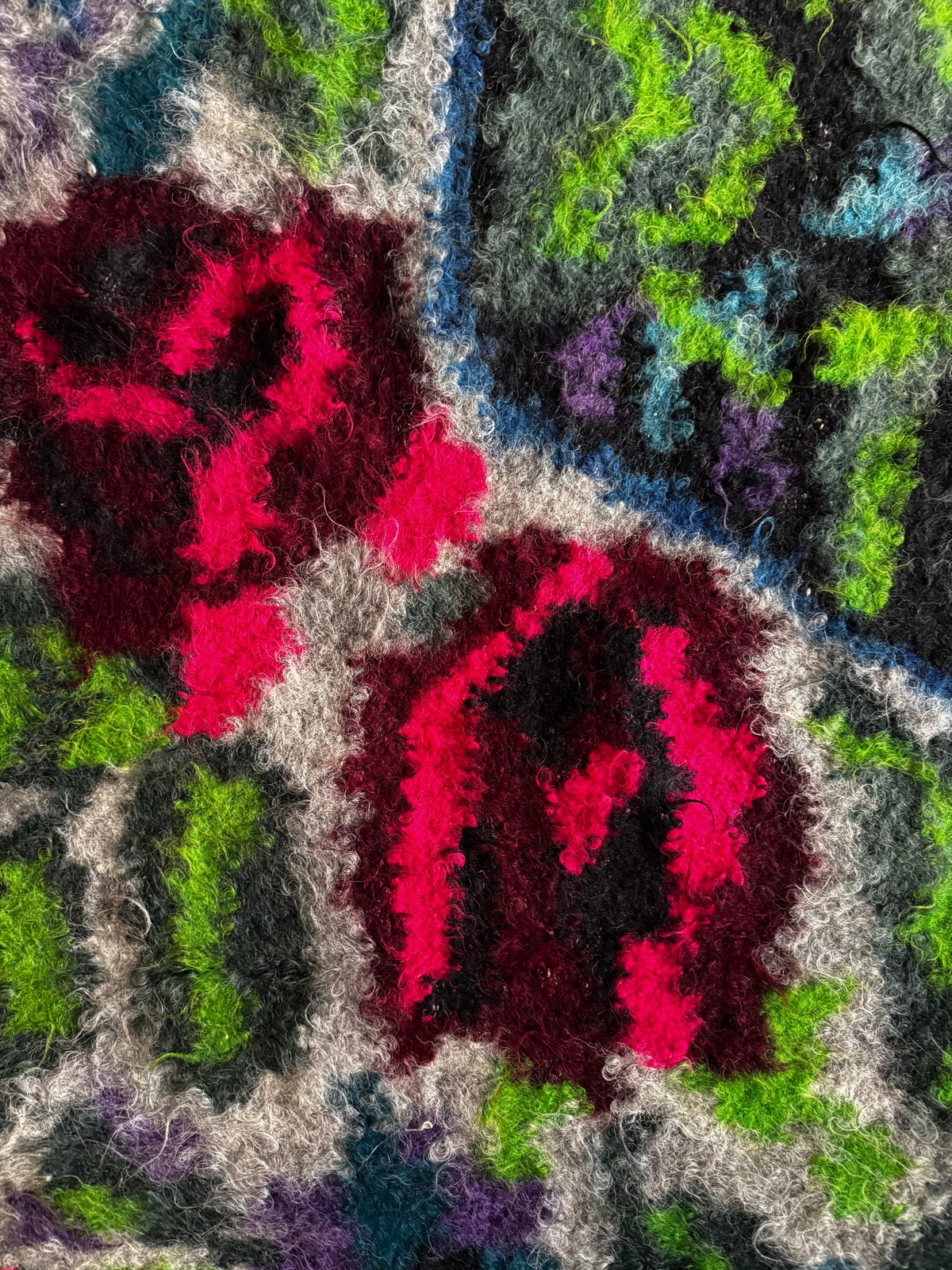 Vintage Floral Maramureș Wool Cerga Bedspread, 230x170 cm, view 13