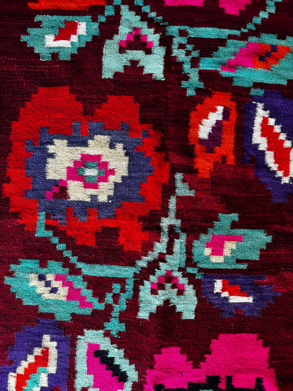Vintage Floral Maramureș Wool Runner Rug, 193x92 cm, view 7