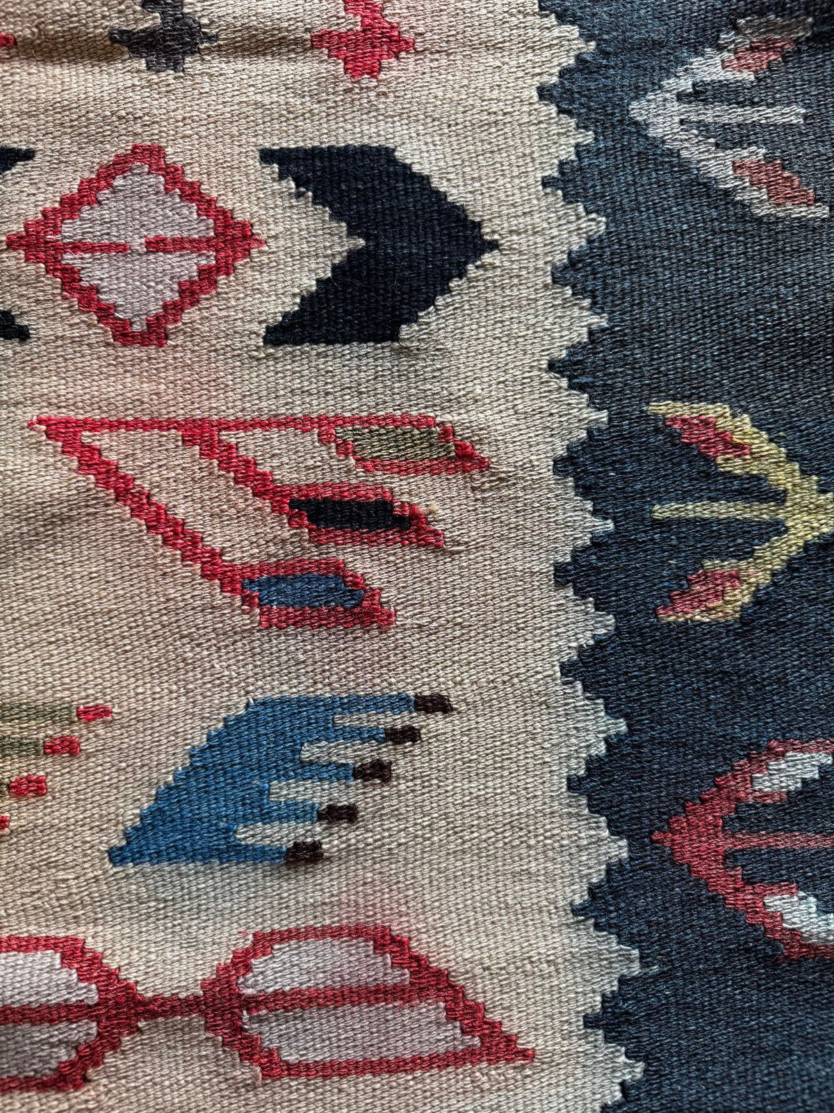 Vintage White Geometric Oltenian Kilim Runner, 295x90 cm, view 5