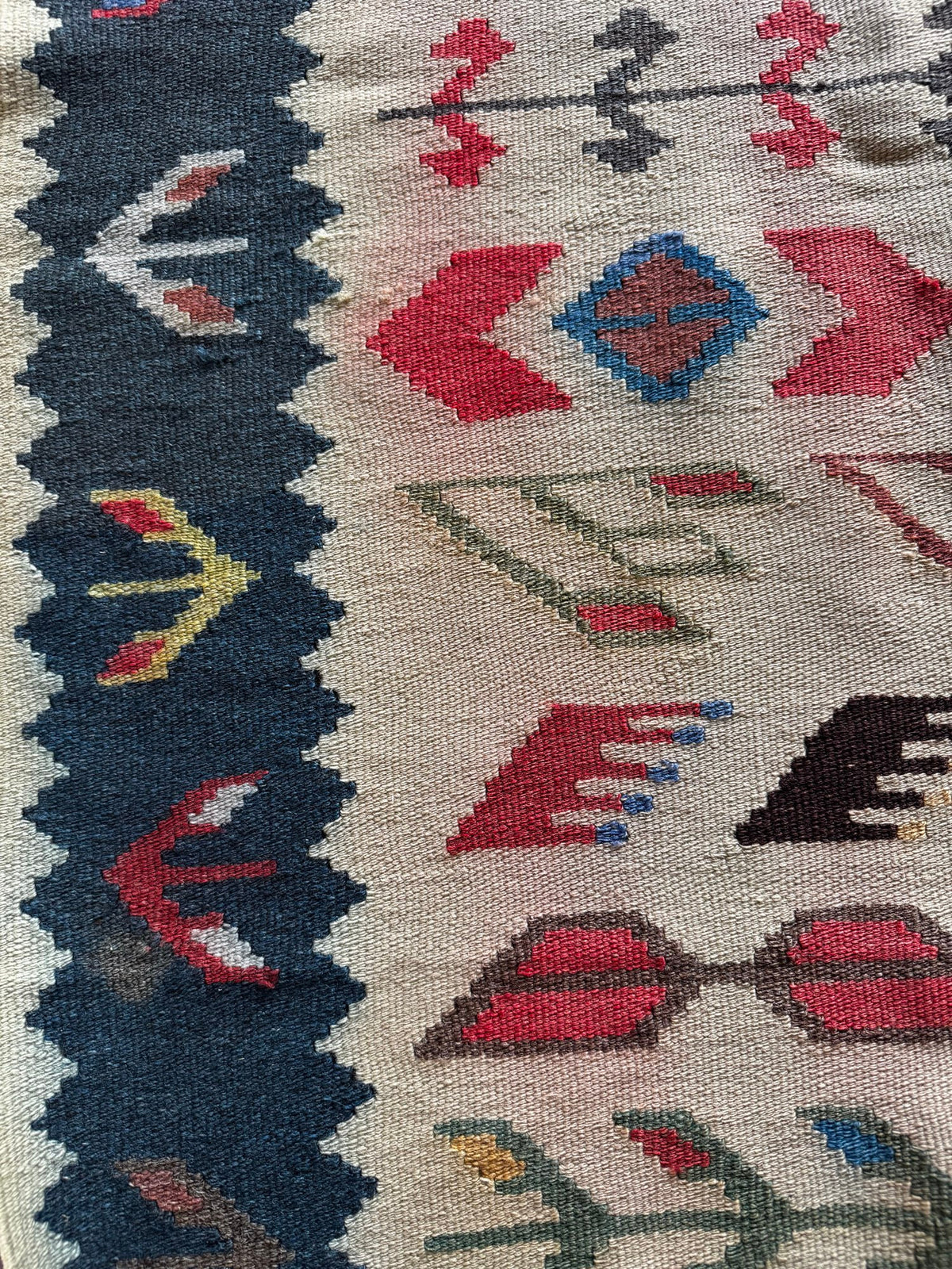 Vintage White Geometric Oltenian Kilim Runner, 295x90 cm, view 6