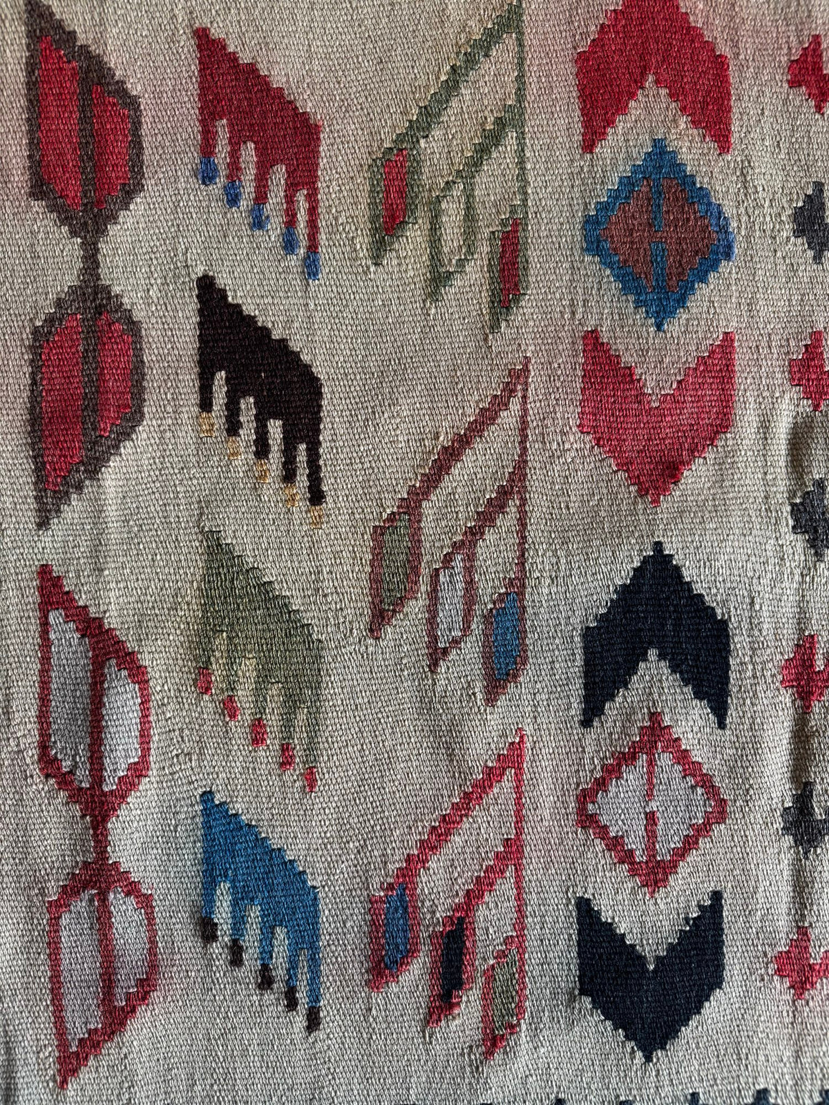 Vintage White Geometric Oltenian Kilim Runner, 295x90 cm, view 8