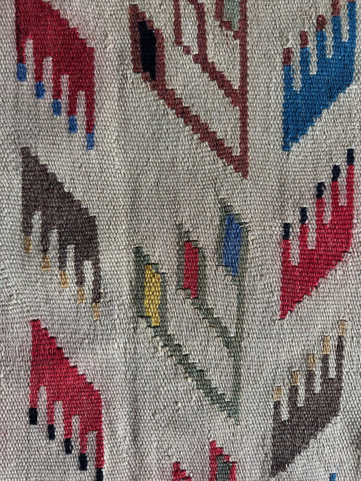 Vintage White Geometric Oltenian Kilim Runner, 295x90 cm, view 9