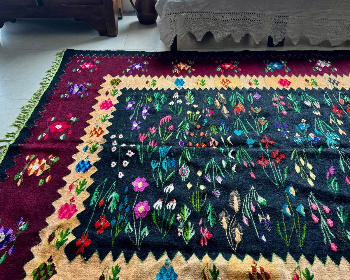 Vintage Floral Oltenian Wool Kilim Rug, 283x183 cm, view 3