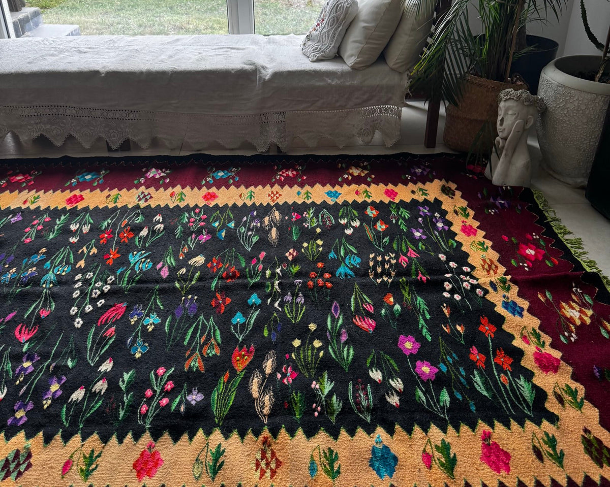 Vintage Floral Oltenian Wool Kilim Rug, 283x183 cm, view 4