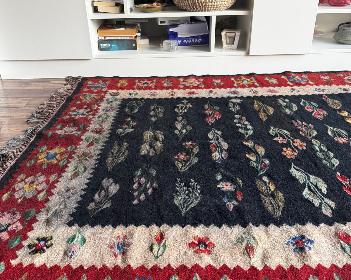Vintage Geometric Oltenian Wool Kilim Rug, 195x143 cm, view 13