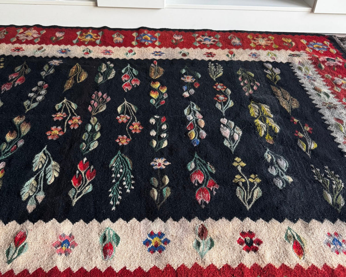 Vintage Geometric Oltenian Wool Kilim Rug, 195x143 cm, view 2