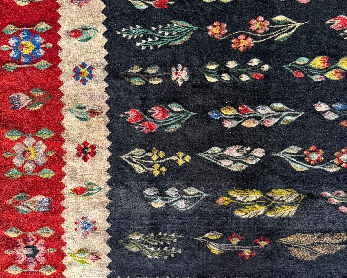 Vintage Geometric Oltenian Wool Kilim Rug, 195x143 cm, view 4