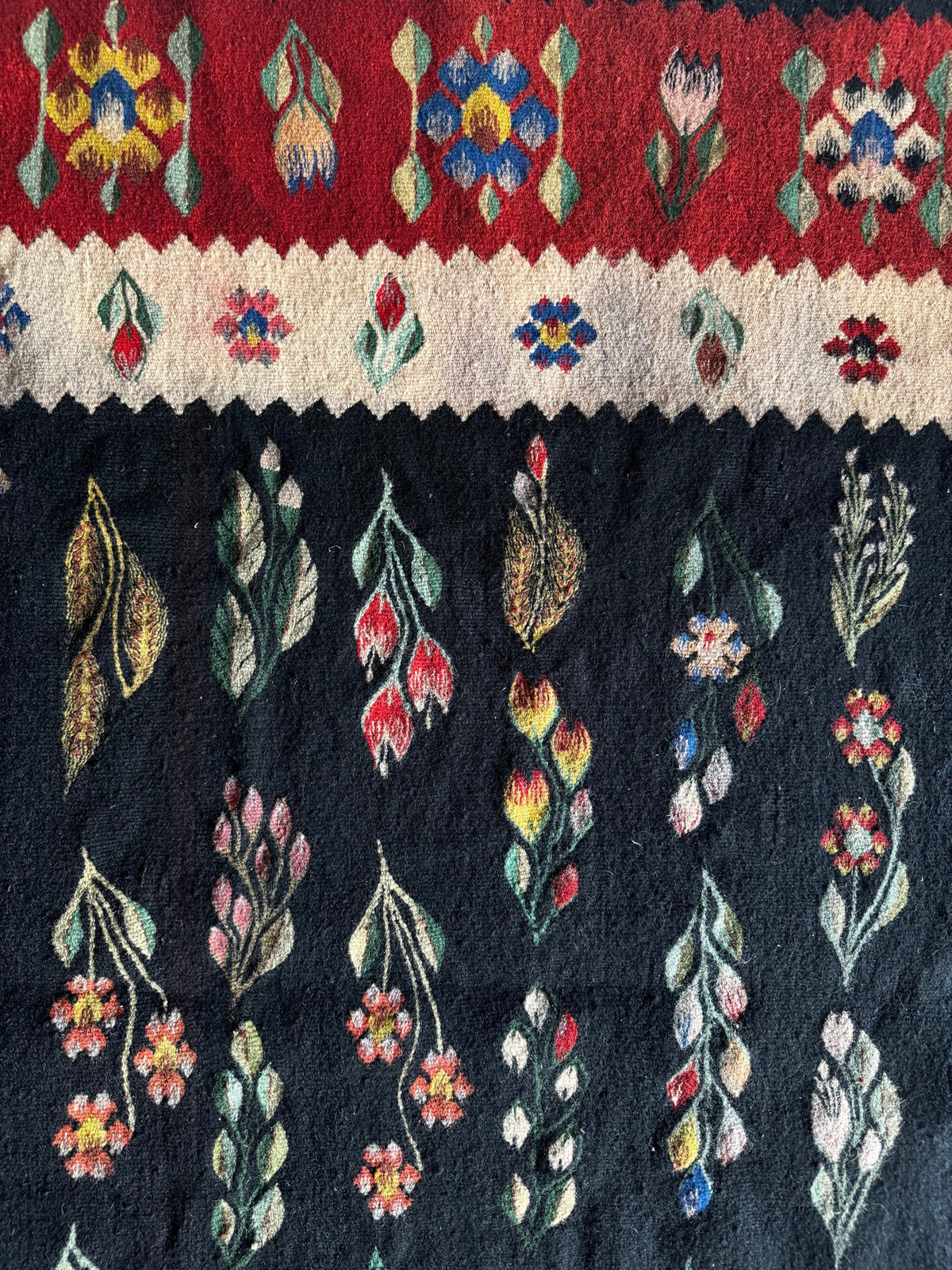 Vintage Geometric Oltenian Wool Kilim Rug, 195x143 cm, view 6