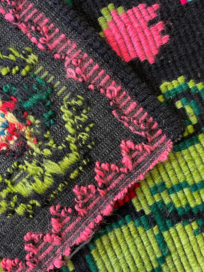 Vintage Black Floral Oltenian Wool Rug, 215x146 cm, view 5