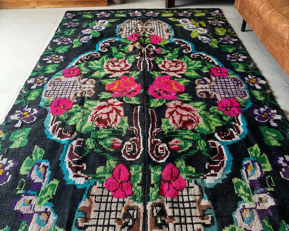 Vintage Floral Oltenian Wool Rug, 295x160 cm, view 2