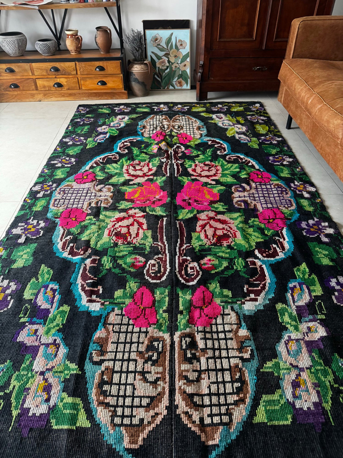 Vintage Floral Oltenian Wool Rug, 295x160 cm, view 2