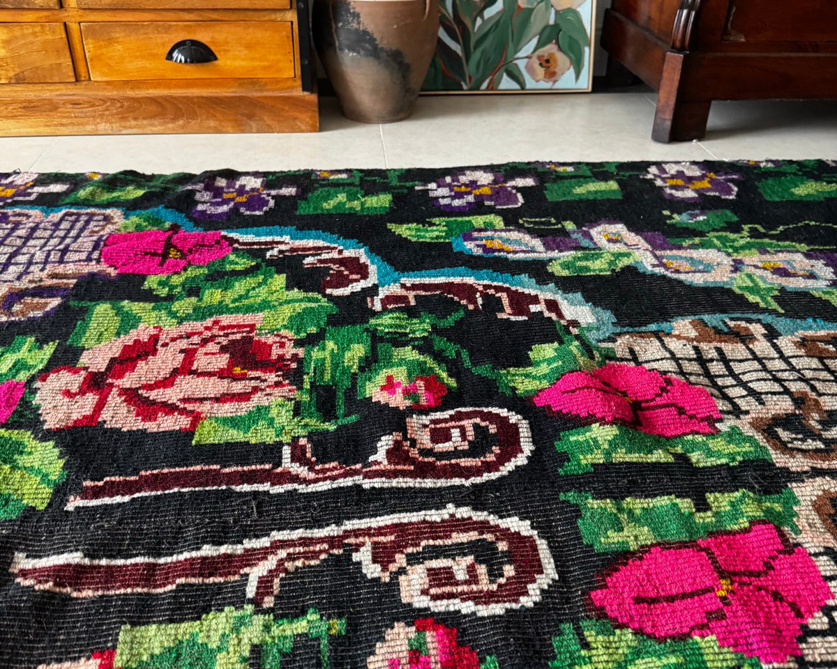 Vintage Floral Oltenian Wool Rug, 295x160 cm, view 4
