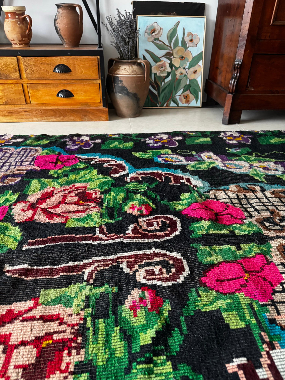 Vintage Floral Oltenian Wool Rug, 295x160 cm, view 4