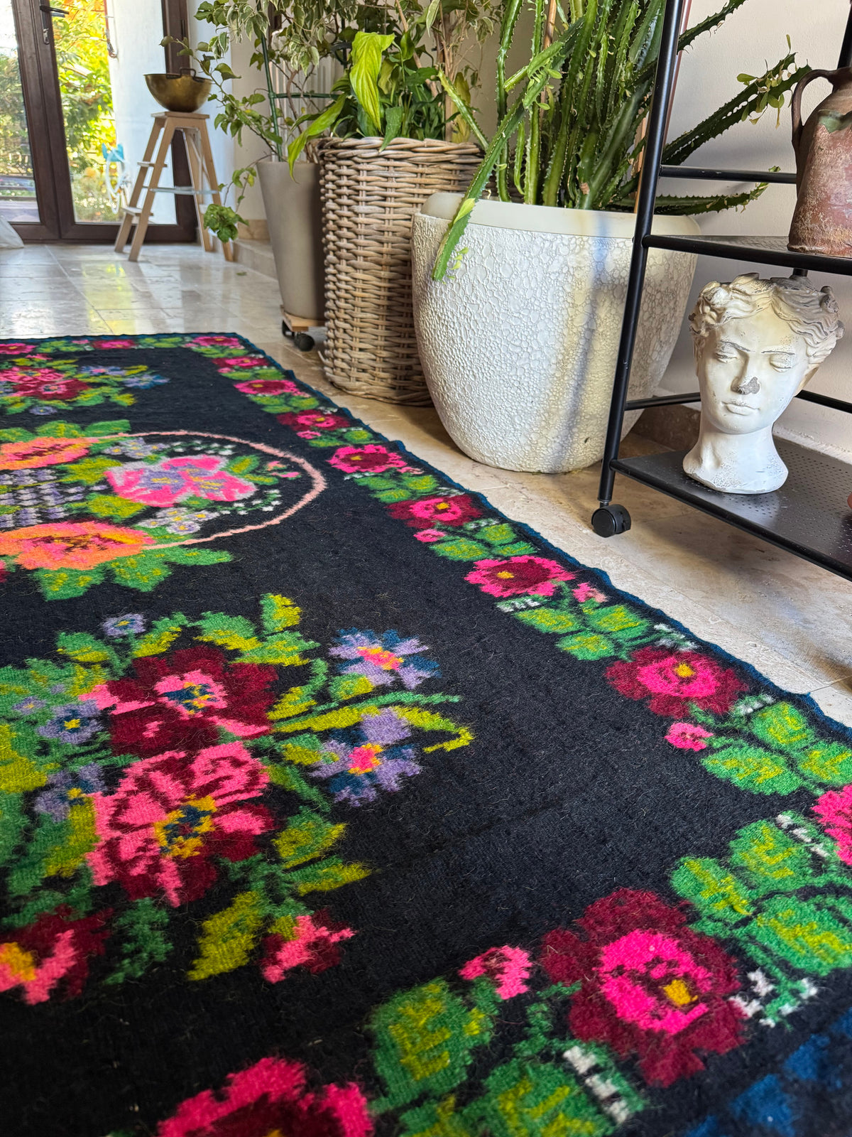 Vintage Floral Oltenian Wool Runner Rug, 225x97 cm, view 2