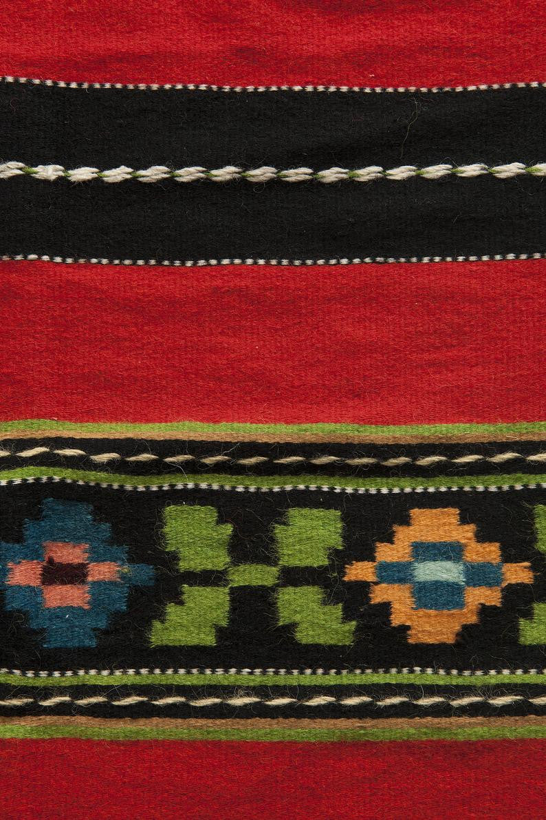 Vintage Red Striped Oltenian Wool Runner Rug, 280x75 cm, view 4