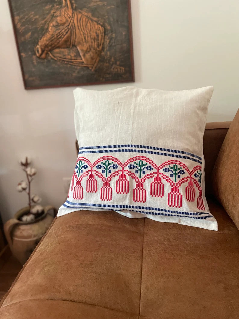 Vintage Handloom Pillow Cover, Rustic Pattern, 50x50 cm, view 3
