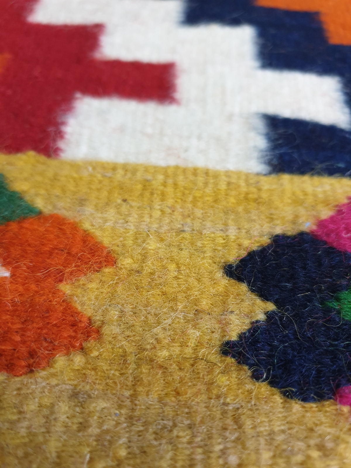 Vintage Red Geometric Romanian Kilim Rug, 225x141 cm, view 11