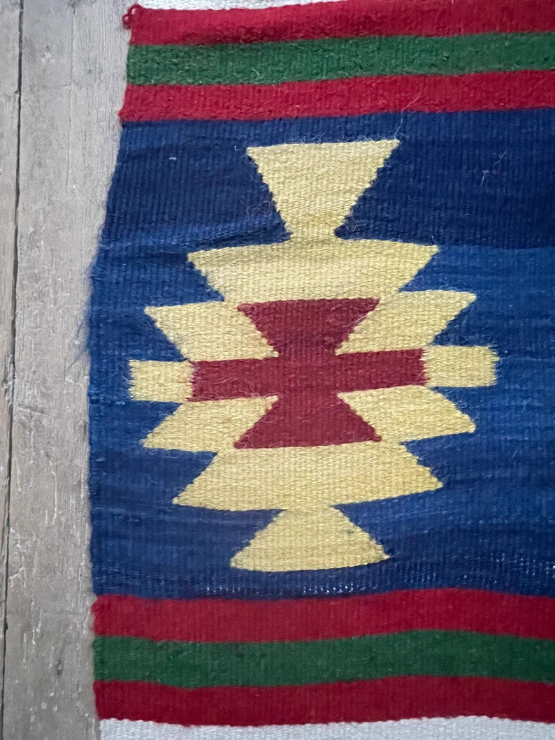 Vintage Red Geometric Romanian Kilim Rug, 232x152 cm, view 8