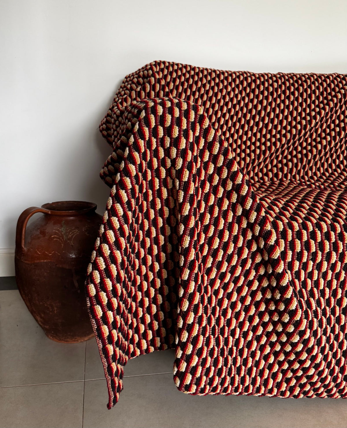 Vintage Romanian Wool Bedspread or Rug, 190x170 cm