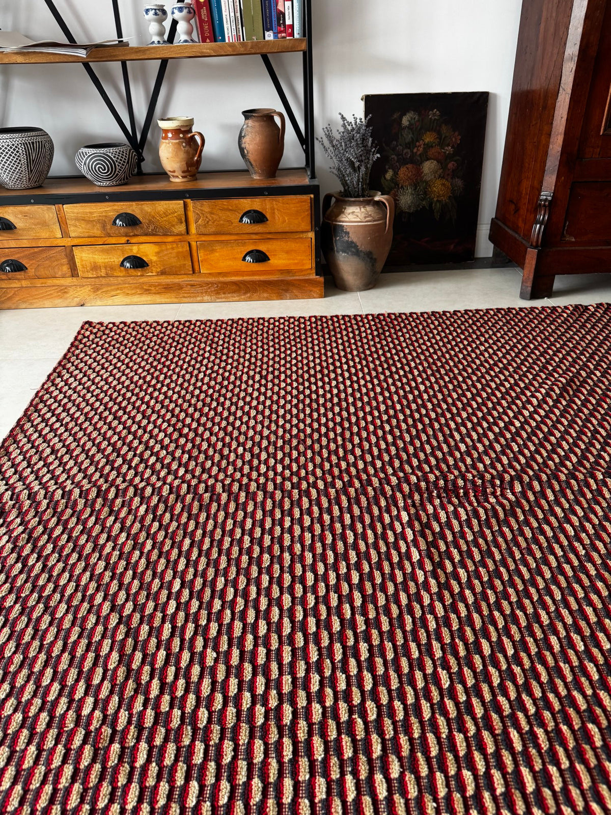 Vintage Romanian Wool Bedspread or Rug, 190x170 cm, view 7
