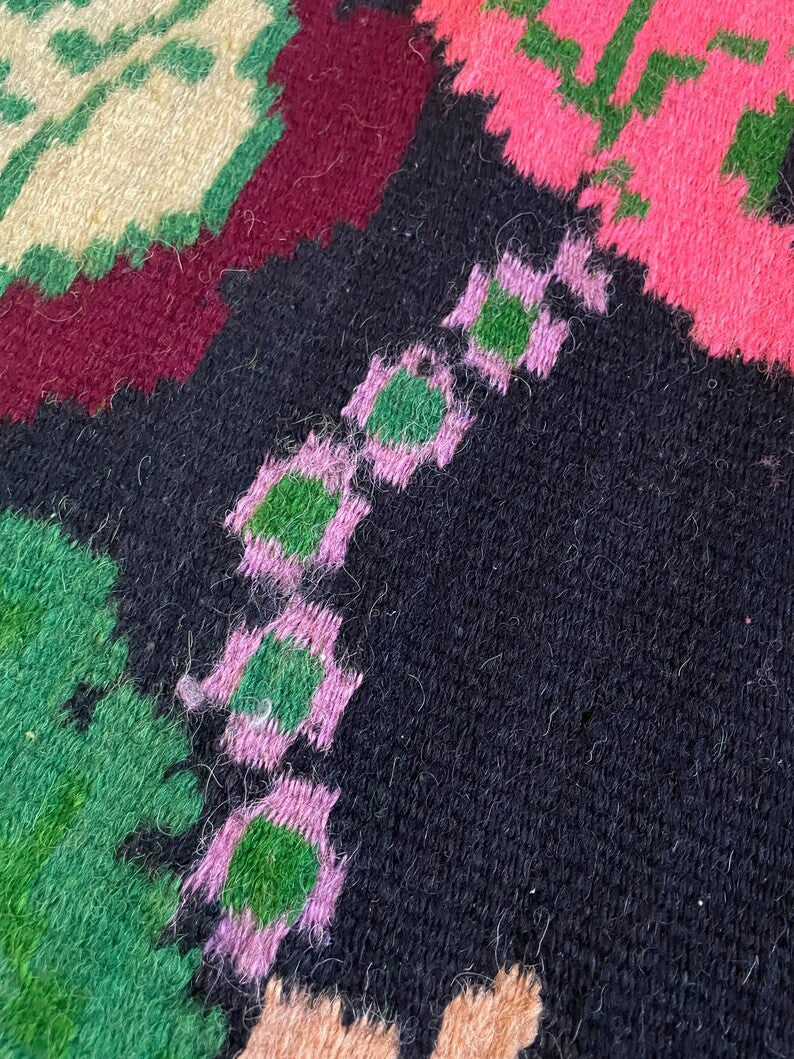 Vintage Brown Floral Romanian Wool Kilim Rug, 203x162 cm, view 10