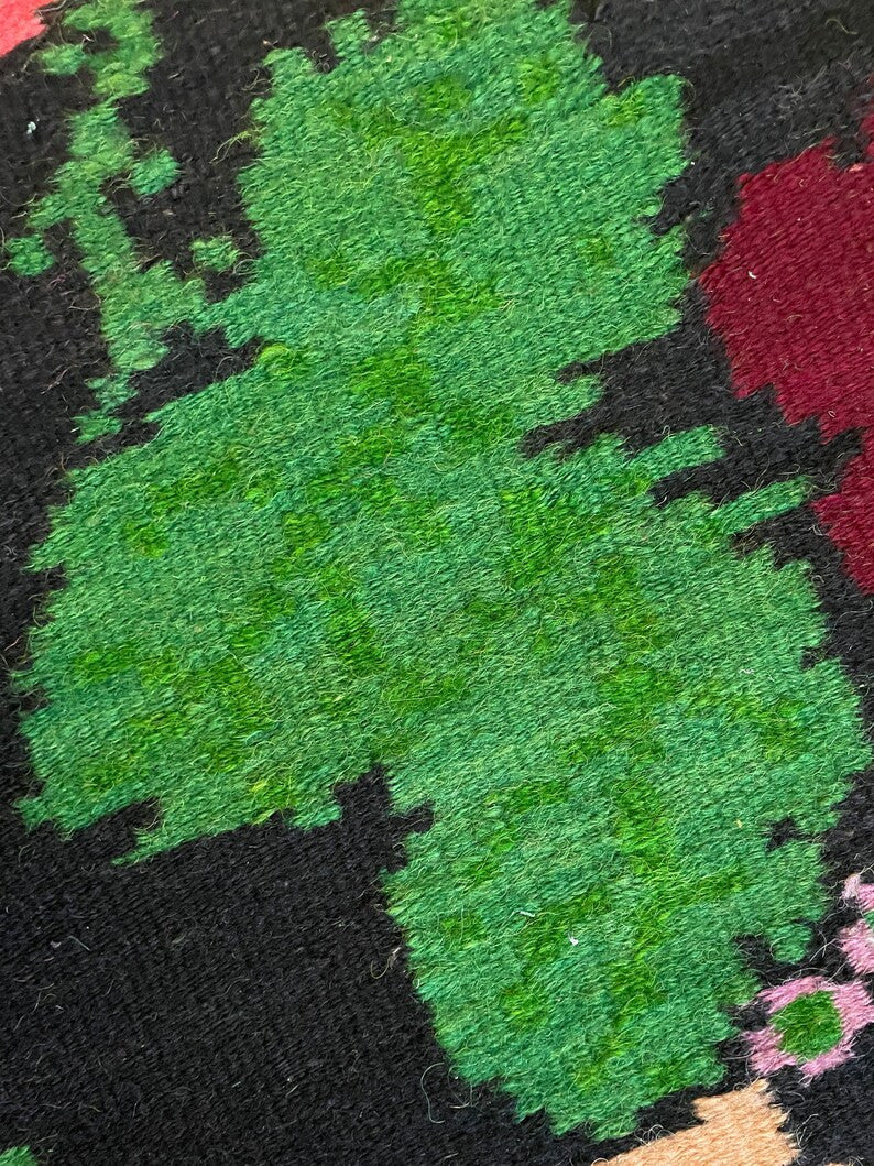 Vintage Brown Floral Romanian Wool Kilim Rug, 203x162 cm, view 7