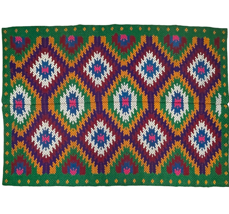 Vintage Geometric Romanian Wool Kilim Rug, 228x146 cm