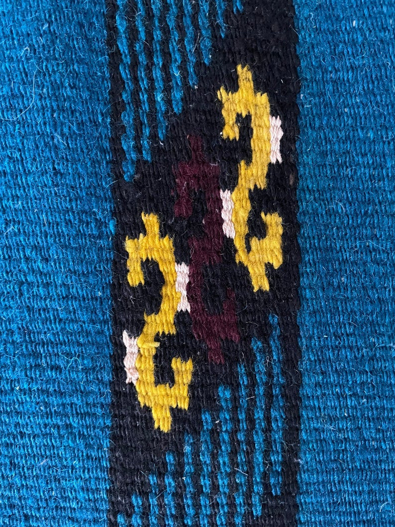 Vintage Blue & Yellow Romanian Wool Rug, 183x140 cm, view 6