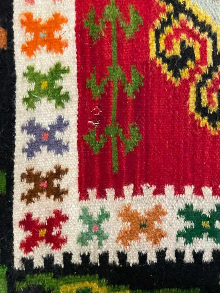 Vintage Geometric Romanian Wool Rug, 230x130 cm, view 9