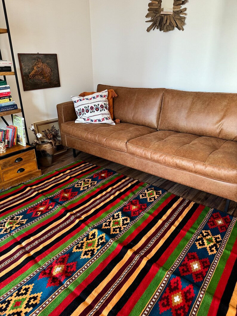 Vintage Striped Romanian Wool Rug, 230x160 cm, view 3
