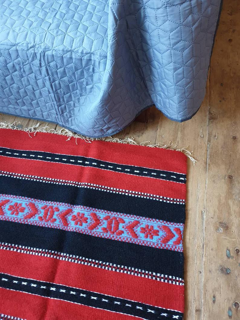 Vintage Red Striped Romanian Wool Rug, 230x160 cm, view 5