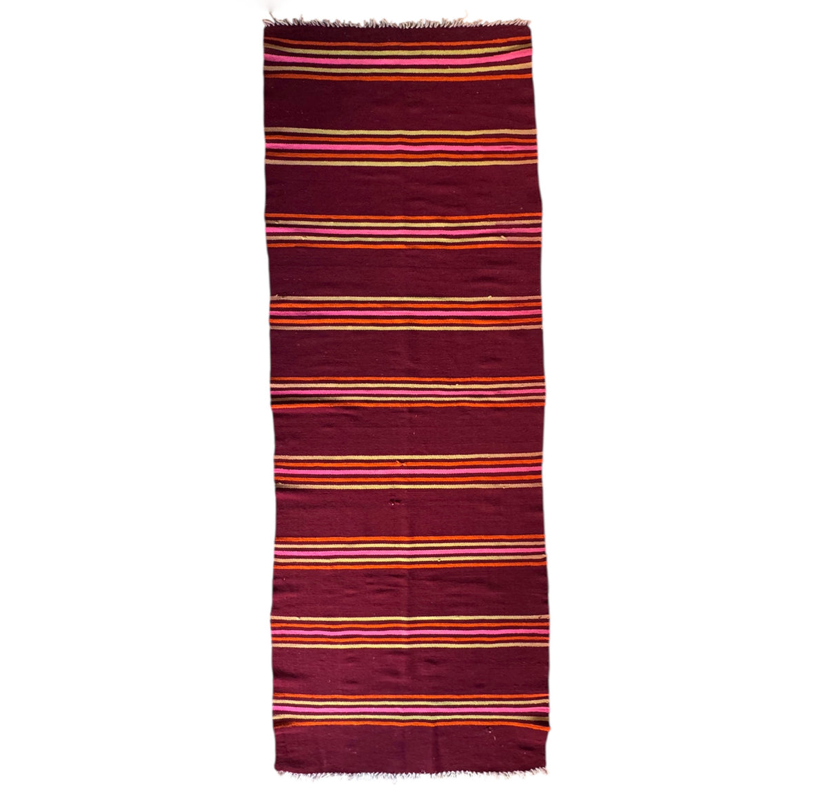 Vintage Striped Romanian Wool Runner Rug, 240x72 cm