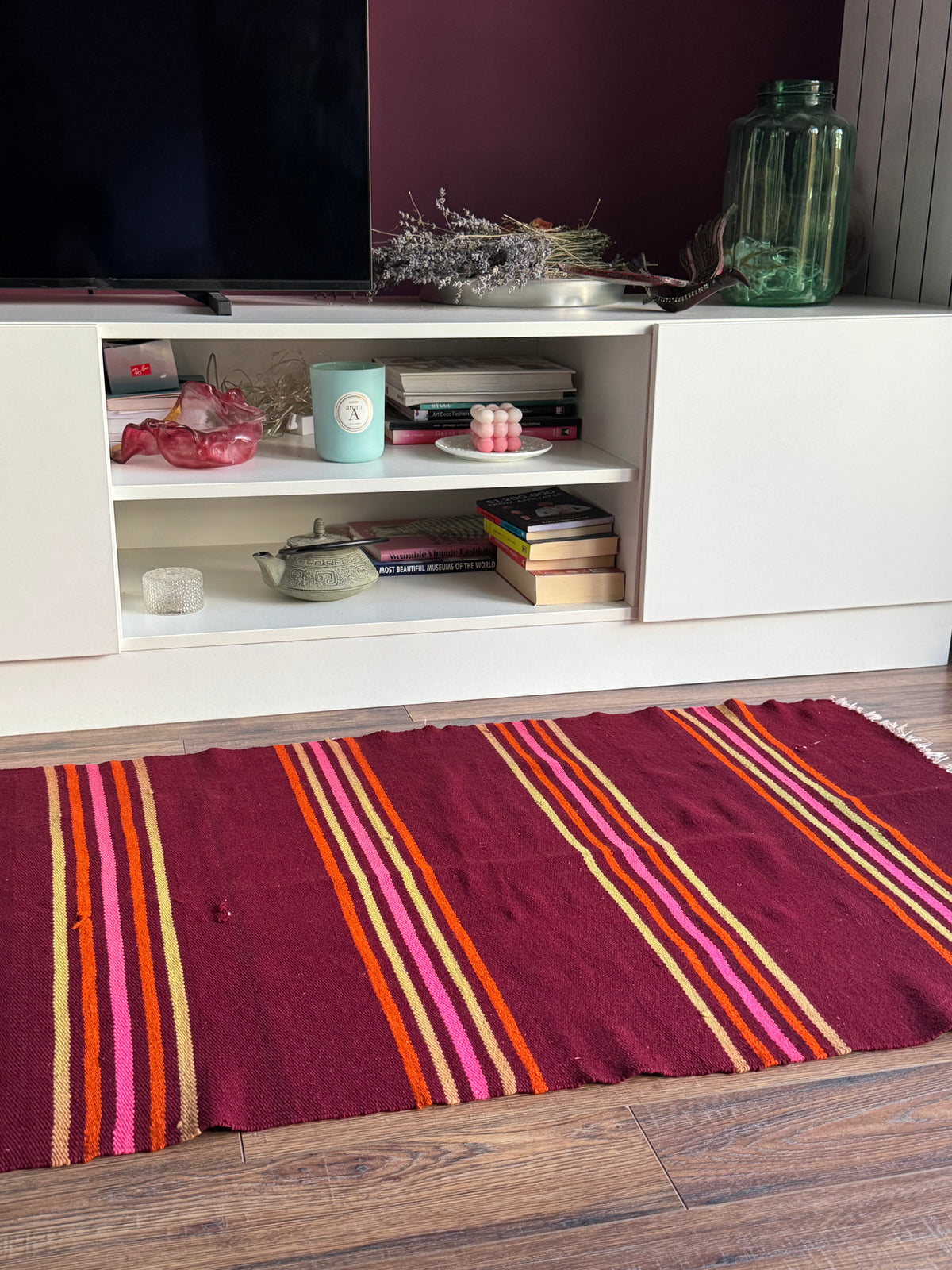 Vintage Striped Romanian Wool Runner Rug, 240x72 cm, view 3