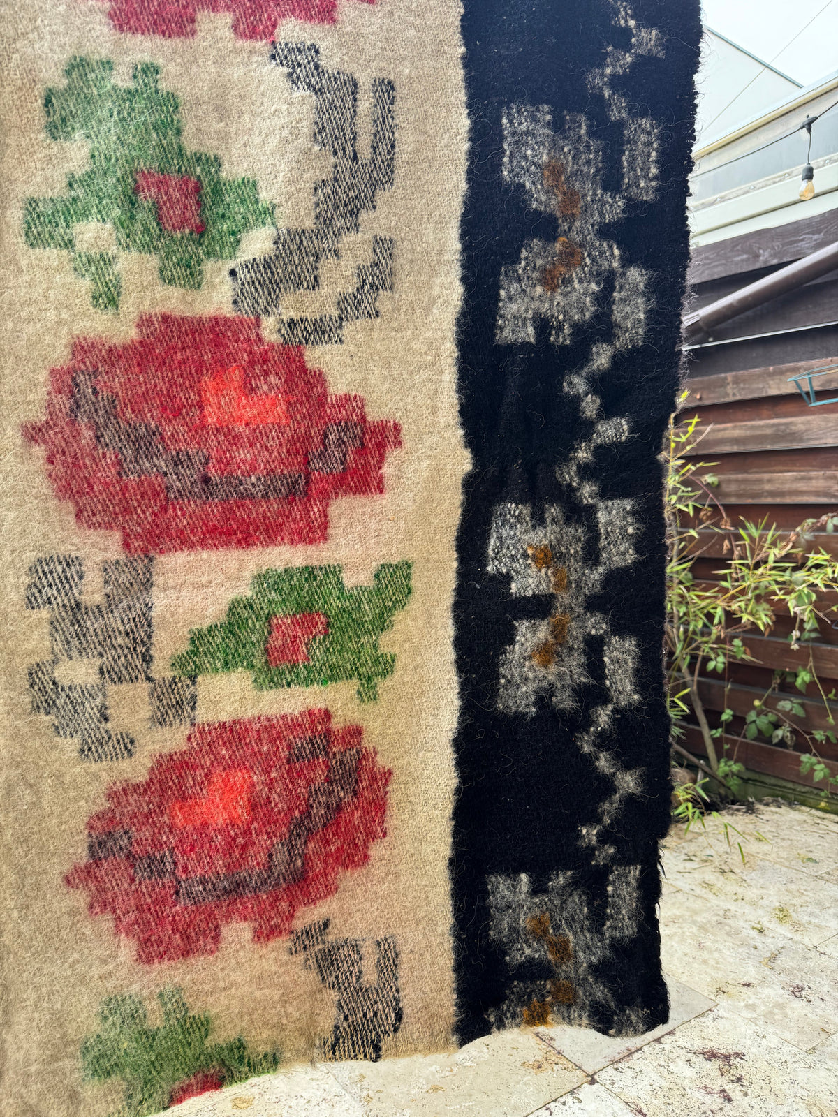 Vintage Floral Maramureș Wool Cerga Bedspread, 225x147 cm, view 7
