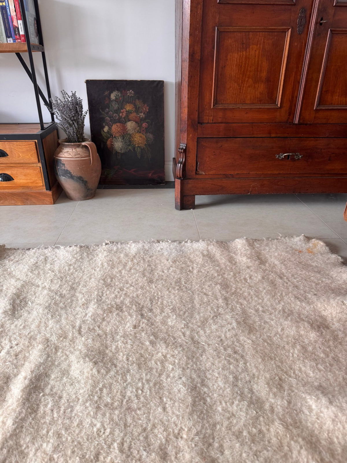 Vintage White Bistrița Wool Rug, 205x175 cm, view 10