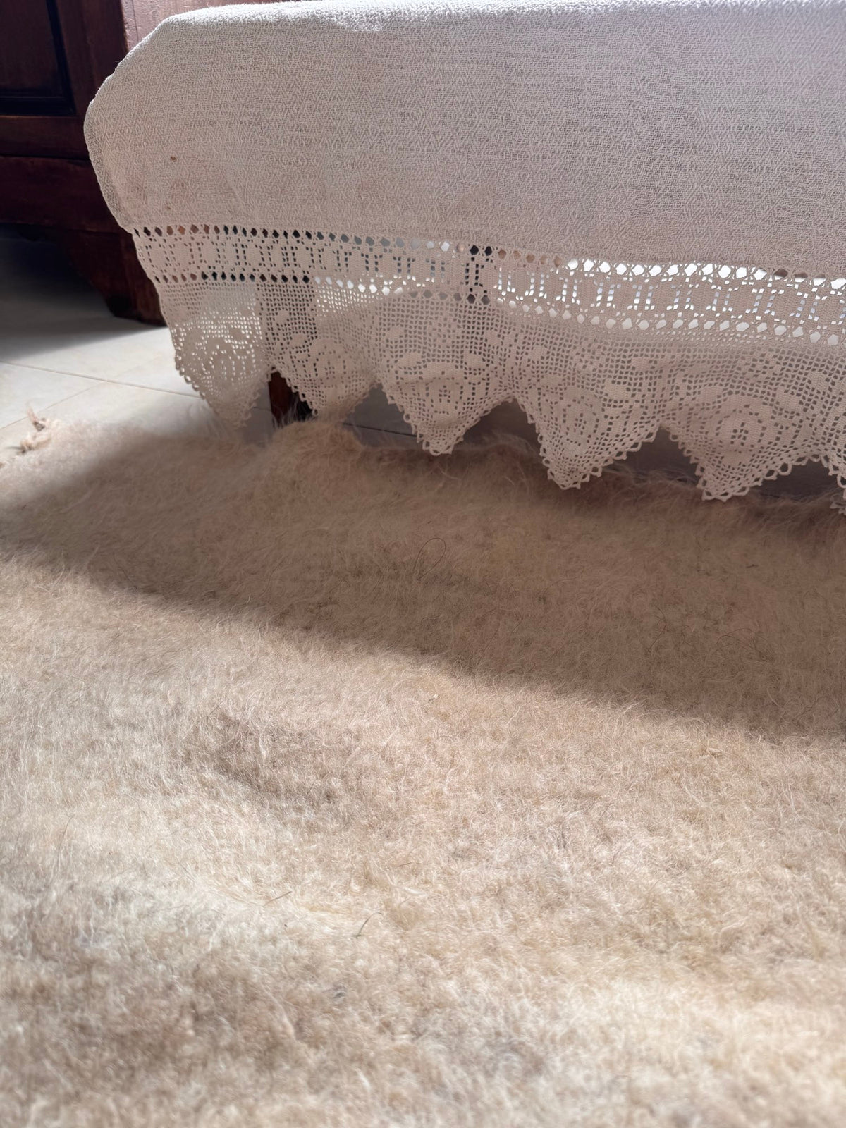 Vintage White Bistrița Wool Rug, 205x175 cm, view 8