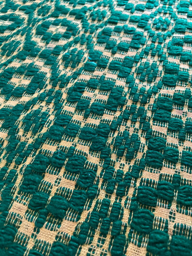 Vintage Green Geometric Romanian Wool Rug, 208x128 cm, view 8