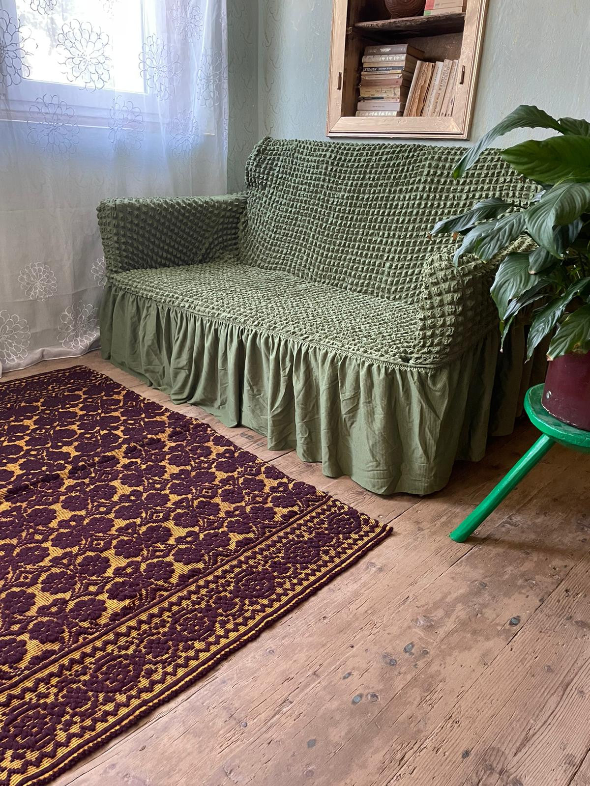 Handwoven Brown Romanian Wool Rug, 204x146 cm, view 4