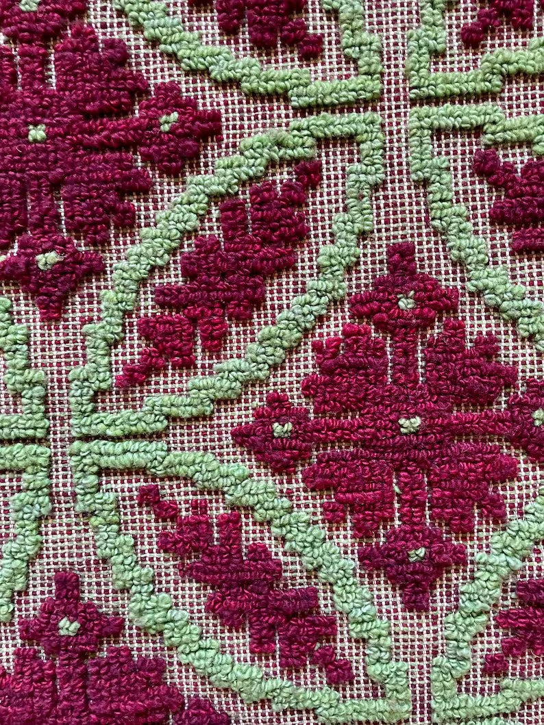Vintage Green Geometric Romanian Wool Rug, 290x180 cm, view 9