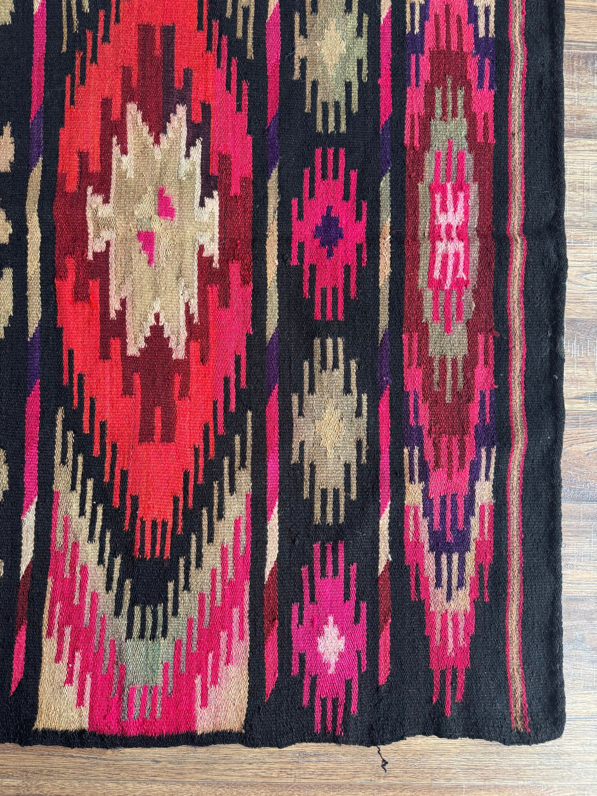 Vintage Geometric Maramureș Wool Kilim Rug, 190x130 cm, view 14