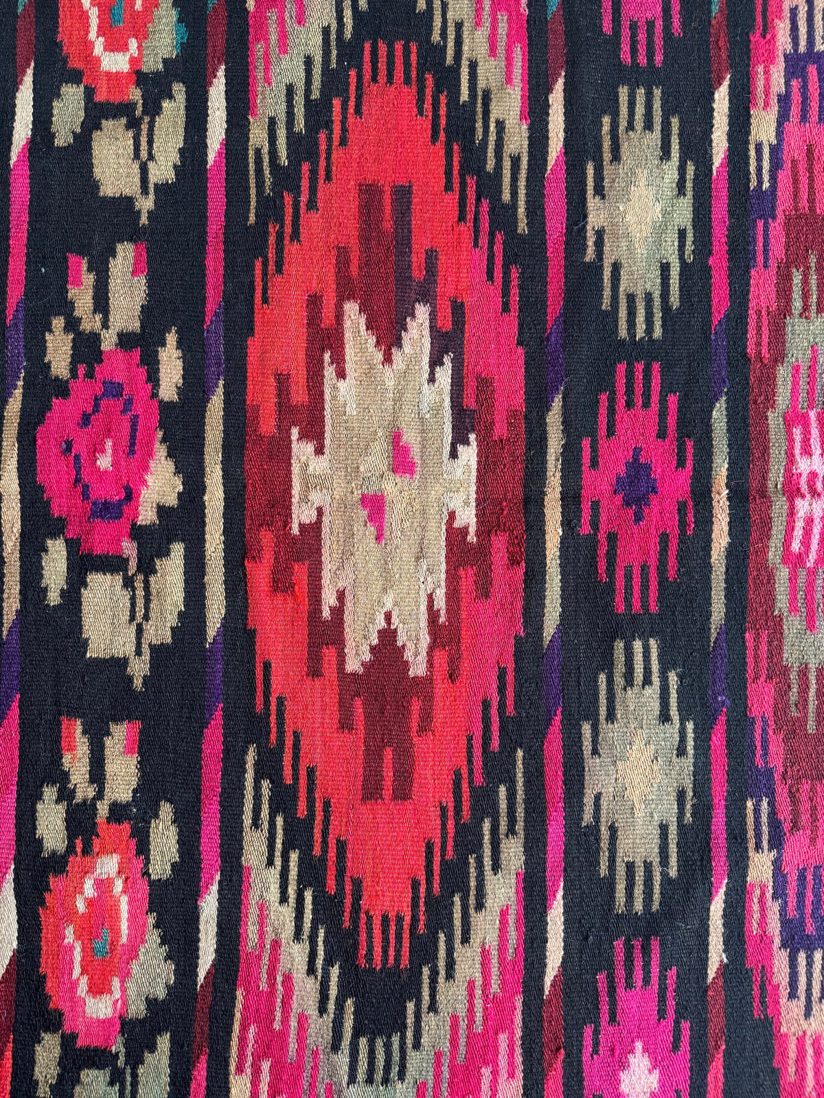 Vintage Geometric Maramureș Wool Kilim Rug, 190x130 cm, view 15
