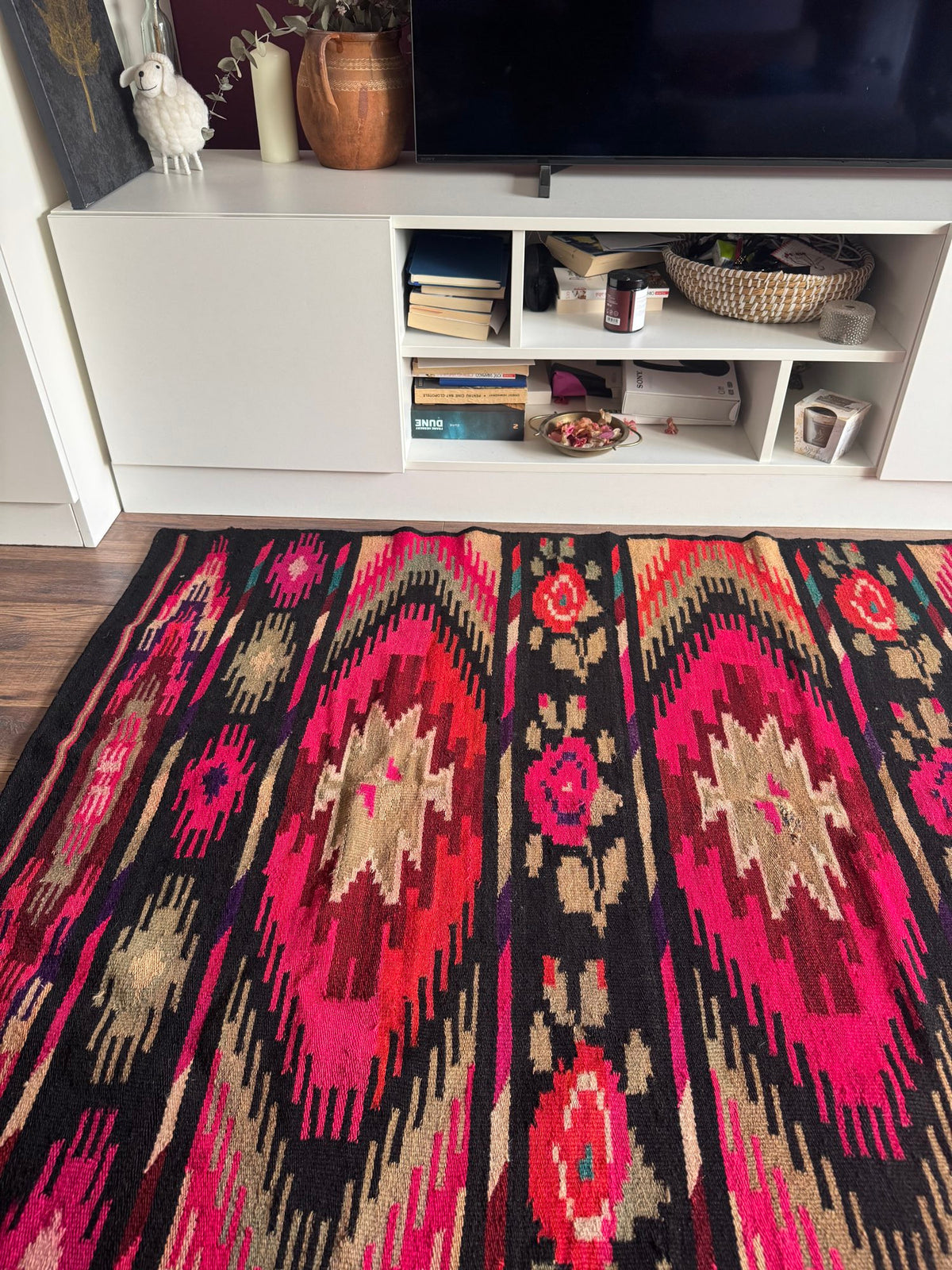 Vintage Geometric Maramureș Wool Kilim Rug, 190x130 cm, view 6